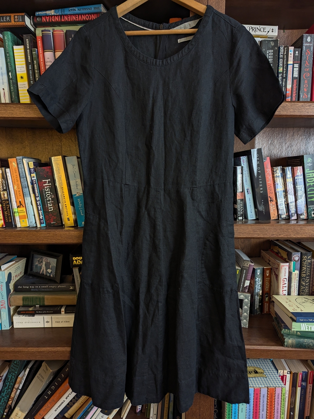 Black Linen A-line Dress